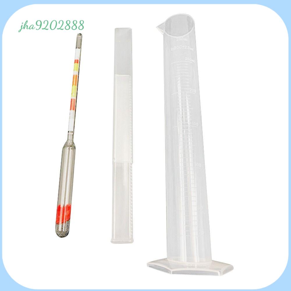 JHA9202888 3Pcs Xi lanh nhựa 250 ml Đồng hồ đo nồng độ cồn bia Có túi đựng Bộ lọ thử nghiệm Tỷ trọng kế cồn Bền Tỷ trọng kế ba tỷ lệ Rượu bia rượu