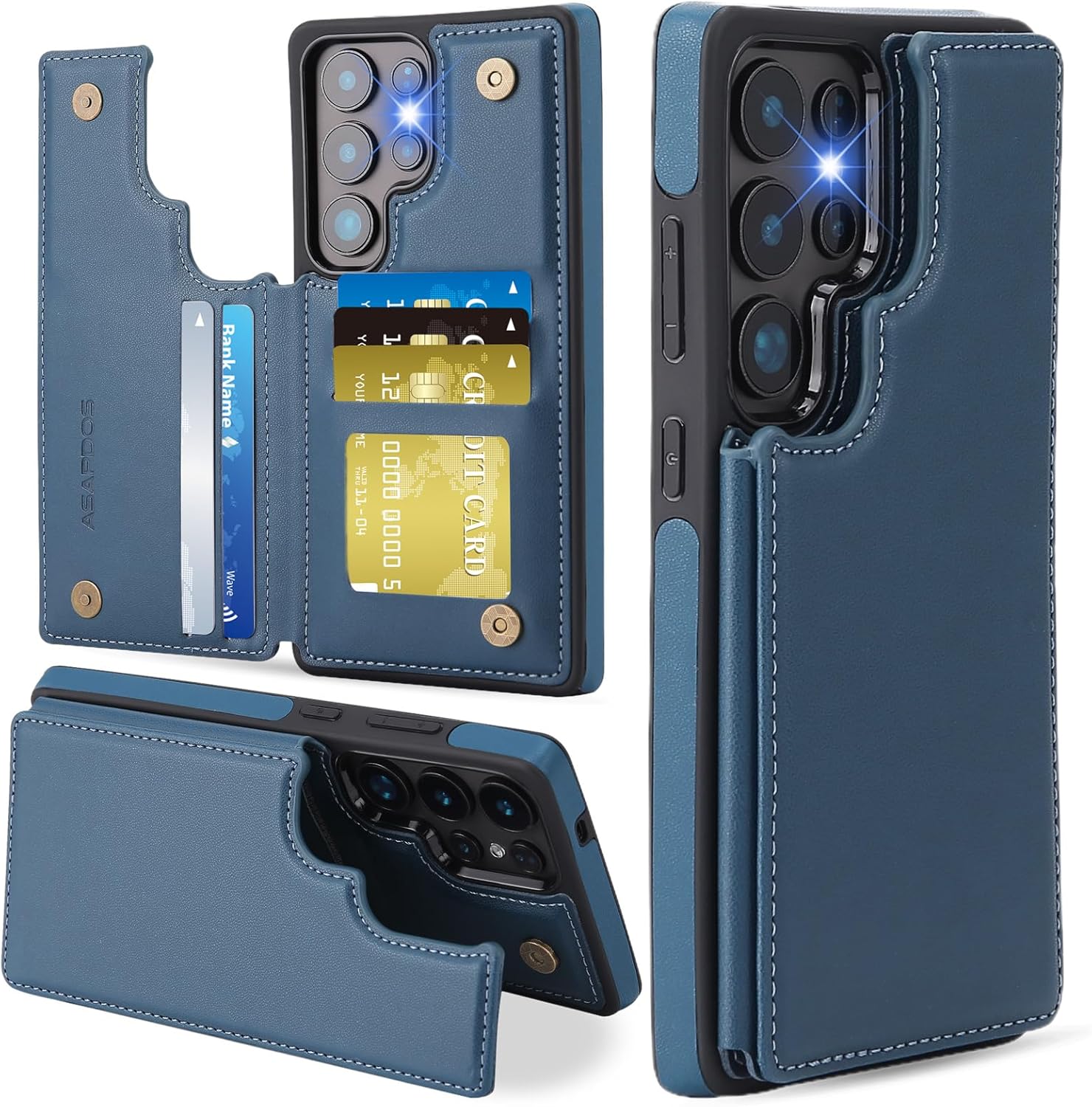 Ốp lưng Galaxy S25 Ultra với đồ đựng thẻ Ốp lật chống sốc chất liệu da PU với đồ đựng Thẻ Thẻ chặn R