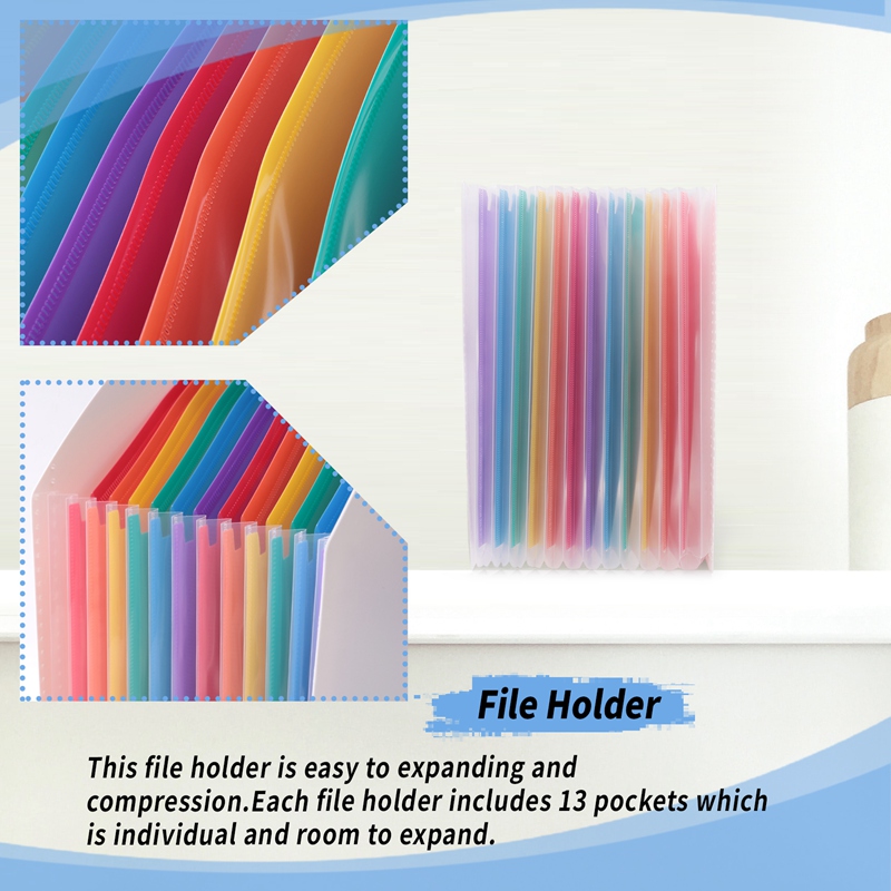 (VCNB) Expanding File Holder Folder Standing A4 Vertical File Organizer Magazine Basket Desktop 13 Pockets File Holder