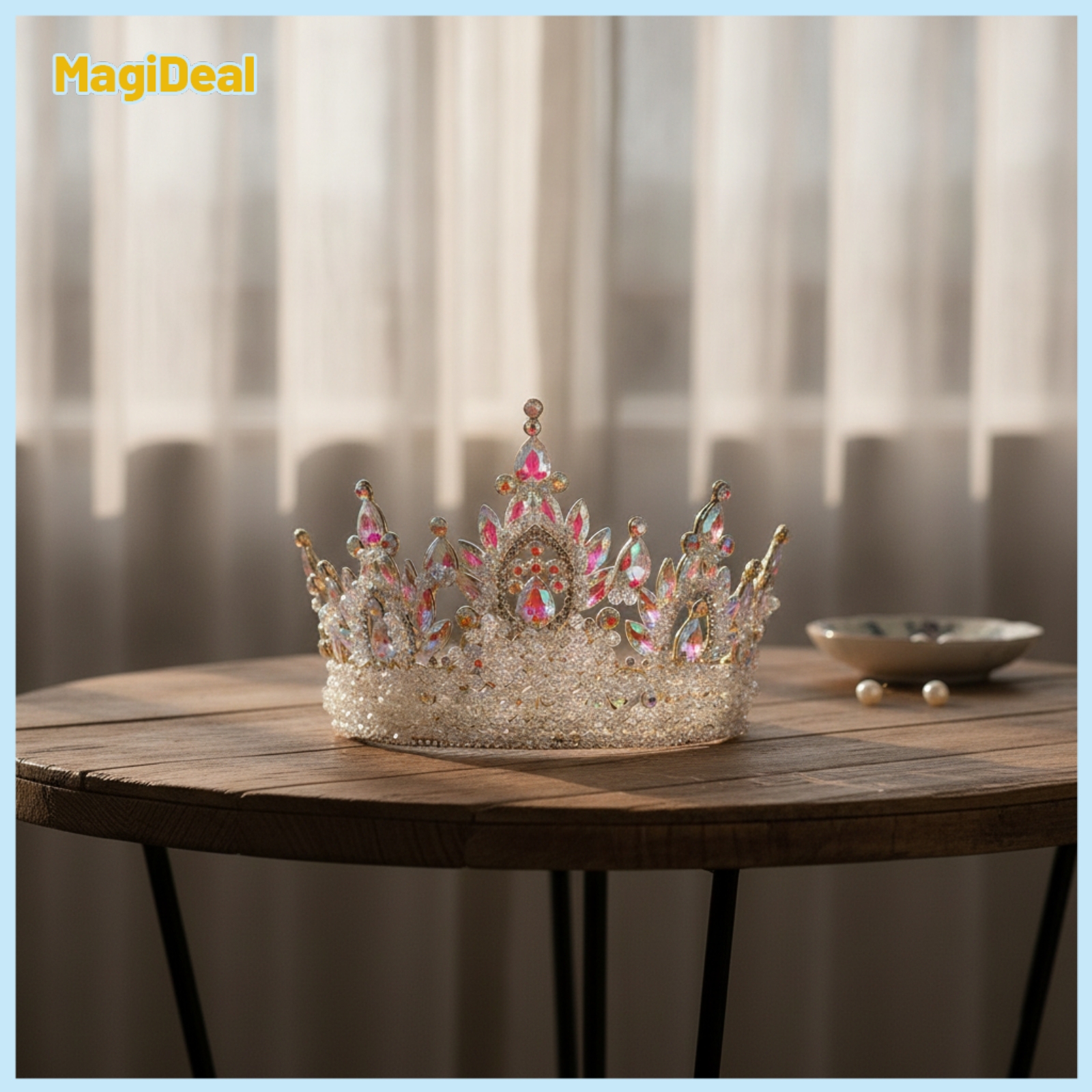 MagiDeal Gold-Tone Rhinestone Crown with Comb Tall Rhinestone Crown Glittering Crystal Tiara Dramatic for Stage Performances, Weddings ราคา 7,712 บาท*ส่งฟรี