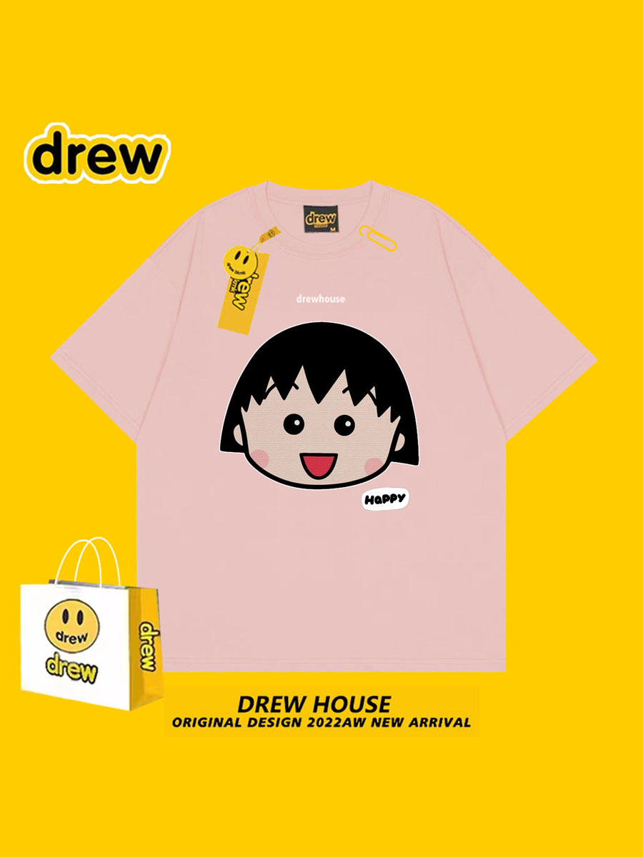 Drew House Smiley Chibi Maruko-chan Co-branded Versatile Loose Summer Cartoon Cute Short-sleeved Couple T-shirt ราคา  519 บาท*ส่งฟรี