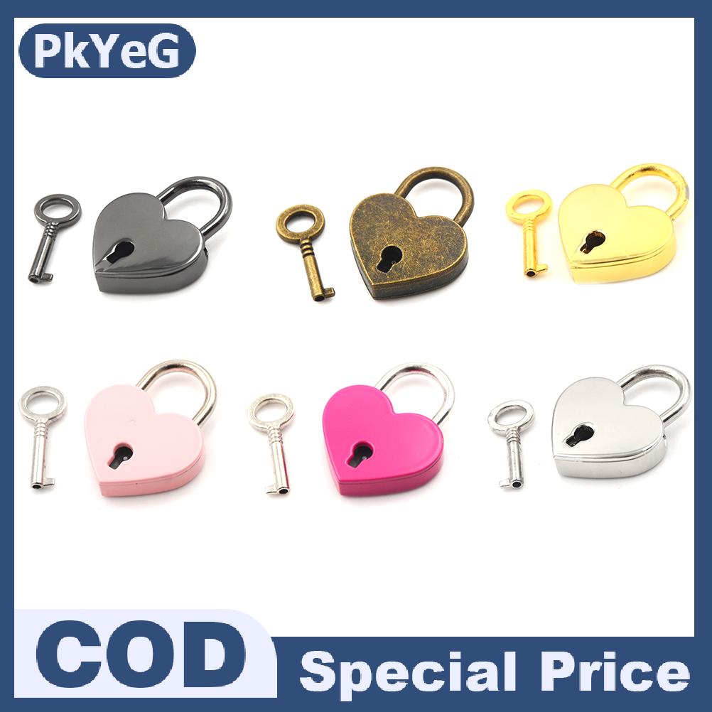 PkYeG Ổ khóa mini ổ khóa hình trái tim tình yêu Ổ khóa túi hành lý nhỏ có chìa khóa