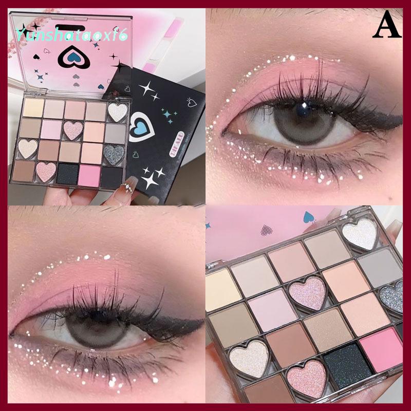 yunshataoxf Dikalu người yêu Eyeshadow Palette mát mẻ săn chắc Matte ánh sáng Ngọc Trai Sáng bóng màu đen màu hồng Smokey màu xanh Punk kim loại bóng mắt trang điểm - 4
