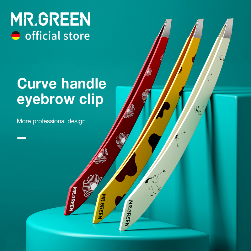 MR.GREEN Nhíp Lông Mày Cán Cong Dụng Cụ Kéo Tỉa Lông Mịn Chuyên Nghiệp