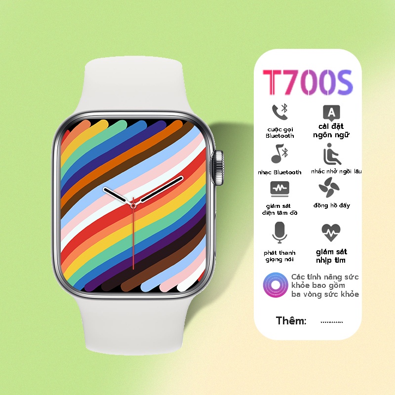 Đồng hồ thông minh T700s Smartwatch Nghe gọi Theo dõi Sức khỏe Nhận thông báo dùng cho Nam nữ- BH 12 Thán