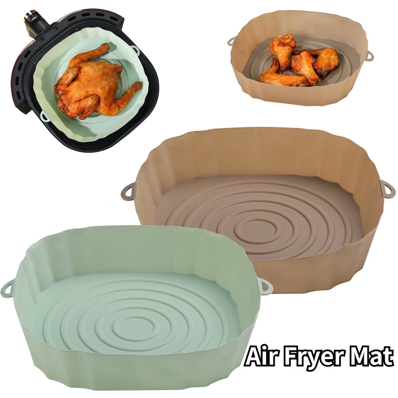 1Pc Multifunctional Silicone Air Fryers Oven Baking Tray Pizza Fried Chicken Airfryer Silicone Basket Reusable Airfryer Pan Liner Accessories ราคา 26 บาท*ส่งฟรี