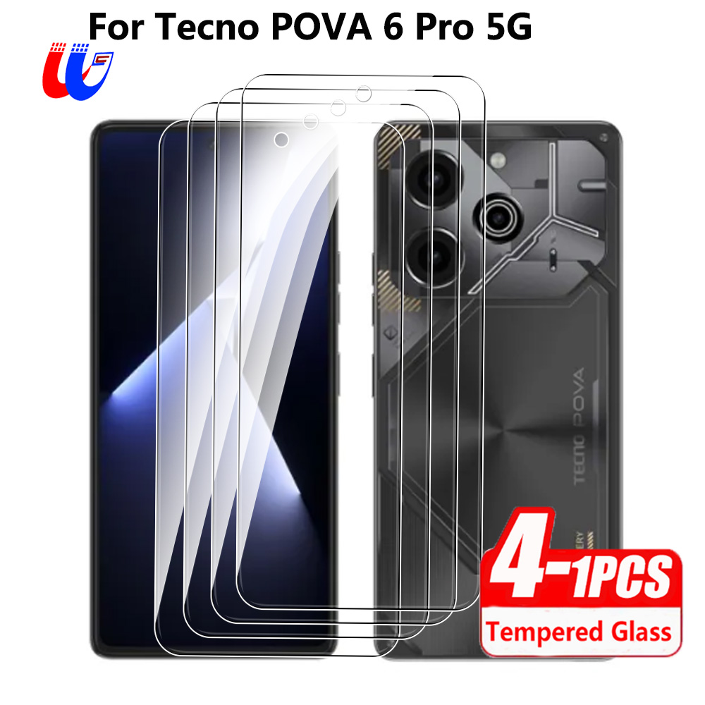 Cho Tecno Pova 6 Pro 5G kính cường lực 1-4Pcs miếng bảo vệ màn hình Tecno Pova 6Pro Pova6 Pro Li9 6.78Inch 2024 màng bảo vệ Bìa