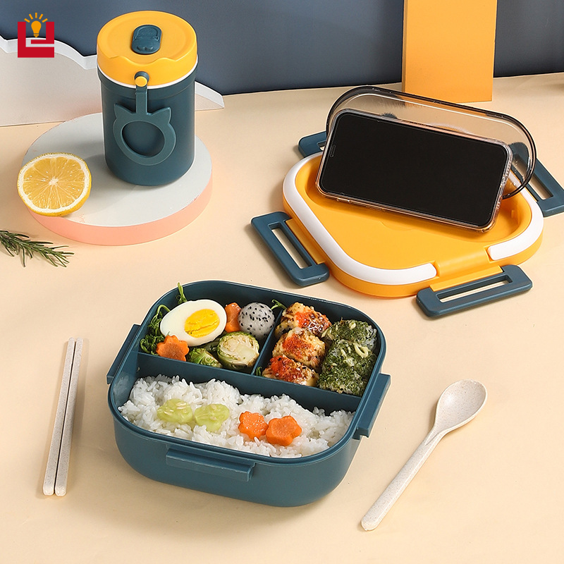 YONUO Sinh viên Hộp Ăn Trưa chia ngăn dành cho người lớn phong cách Nhật Bản Hộp Ăn Trưa nhân viên văn phòng vuông một lớp hộp cơm trưa nắp kín
