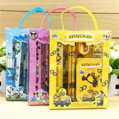 Goodie Bag 6 In 1 Kids Stationery Set Wallet Pencil Eraser Sharpener Birthday Gift Present School Gift Kids Toy Children Day Gift