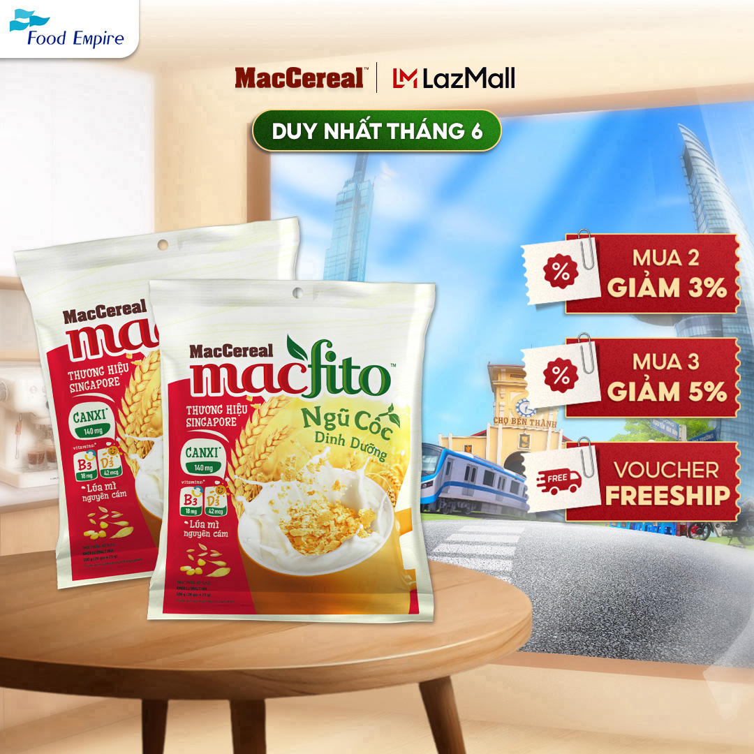 Combo 2 túi Bột Ngũ Cốc Dinh Dưỡng Canxi Nhiều Chất Xơ  - MacFito (túi 20 gói x 28g)