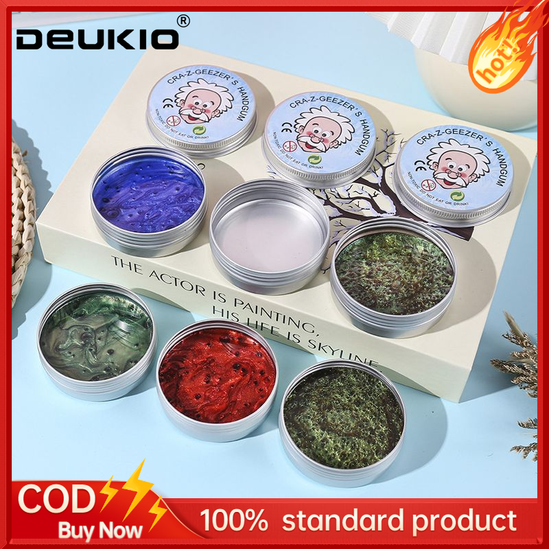 DEUKIO Dazzling Color-changing Liquid Glass Mud Stress Relief Toy for Kids - Non-Newtonian Fluid Slime with Sparkling Effects ราคา 62 บาท*ส่งฟรี