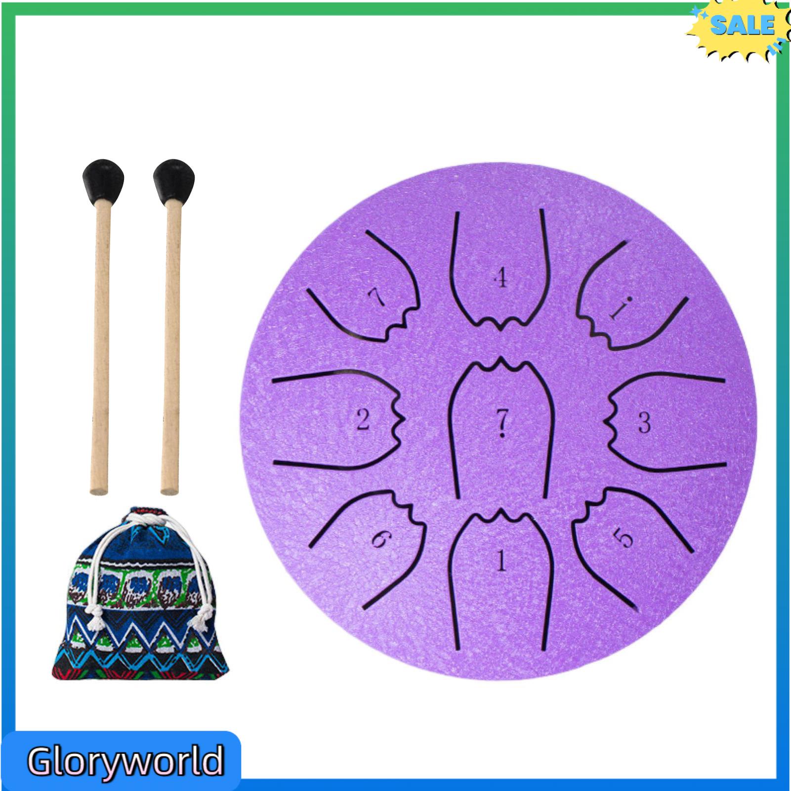 Gloryworld Thép Hài Hòa Trống Tay Cắt Thép Trống Mini Handpan Trống Cho Thiền Định Và Chữa Bệnh 4/6 Inch 8/9 Tone Thép Lưỡi Trống Cho Yoga luân xa Ngoài Trời Vườn nhạc cụ Cho Người Lớn Và Trẻ Em