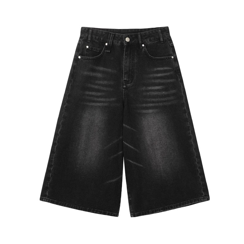 [Konkdo] reddagic cạp thấp Quần Legging rộng jort cho nam Quần HipHop Y2K quần đùi denim giản dị Quầ