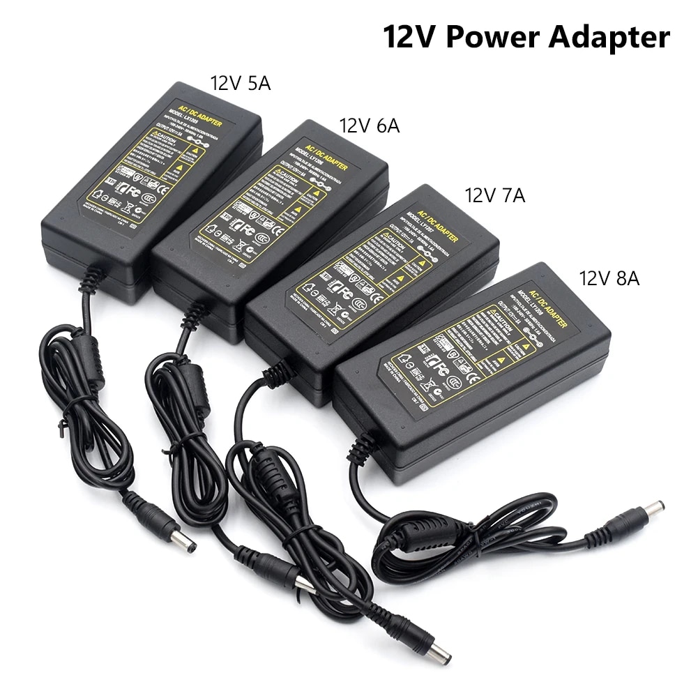 【Direct-sales】 1pcs Power Supply Adapter 60w 96w Charger 5.5mmx2.1mm Ac Dc 5v 12v 5a 6a 7a 8a For Led Lcd Cctv Without Input Line