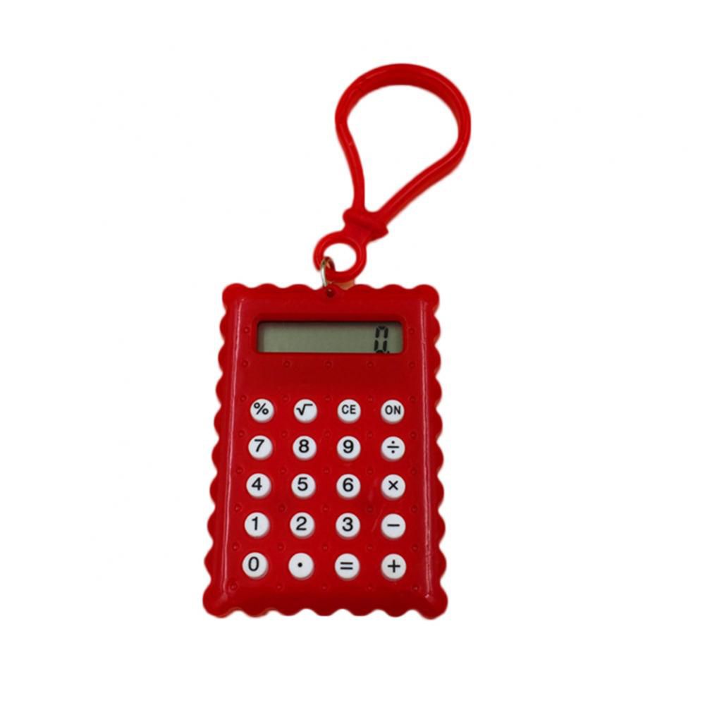 GGR Sáng Tạo Xách tay Nút Pin Biscuit Shaped Keychain Sinh viên Điện tử Máy tính Keyring Biscuit Tính Hình Máy Văn phòng phẩm Máy Tính điện tử - 2