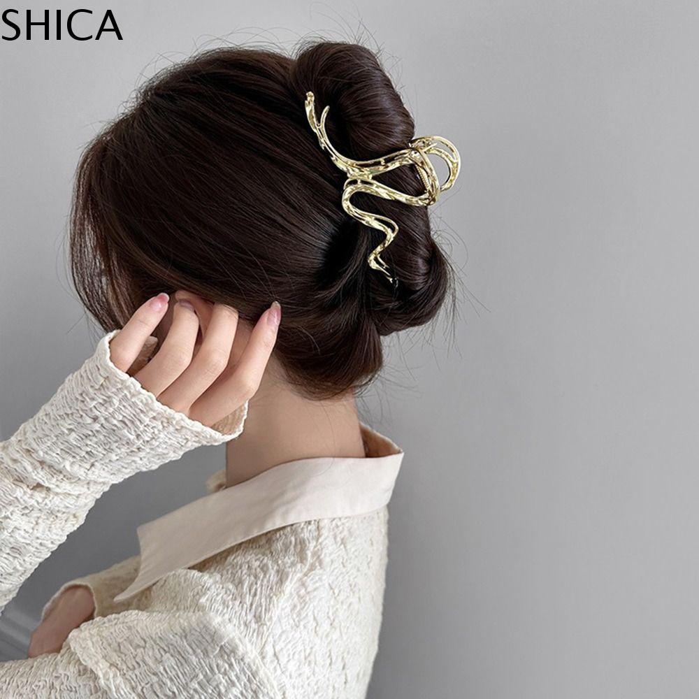 SHICA Bất thường Hoài cổ Sáng Tạo Dành cho Nữ Dành cho bé gái Kẹp tóc đuôi ngựa Lớn Kẹp cá mập Phụ kiện đội đầu Kẹp tóc kim loại Phụ kiện tóc Kẹp tóc nữ Kẹp cua phong cách Hàn Quốc