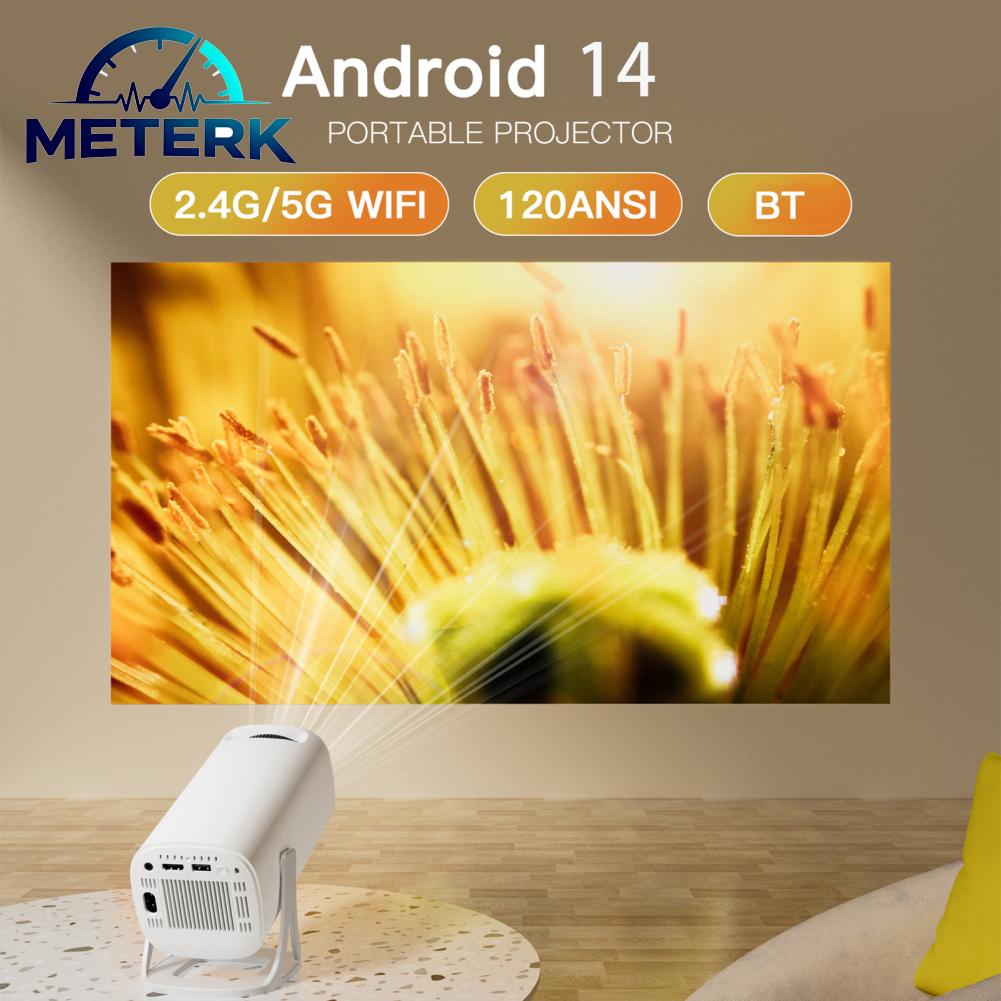Meterk โปรเจคเตอร์ 1080P WiFi BT5.2 Android 14 ระบบโปรเจคเตอร์ภาพยนตร์หมุนได้ 180 °พร้อมเทคนิคกระจกหน้าจอแสดงผล 120inลำโพงในตัวการแก้ไขภาพสี่เหลี่ยมคางหมูอัตโนมัติรองรับกล่องทีวีคอมพิวเตอร์แฟลชดิสก์สำหรับ ราคา 3,067 บาท*ส่งฟรี