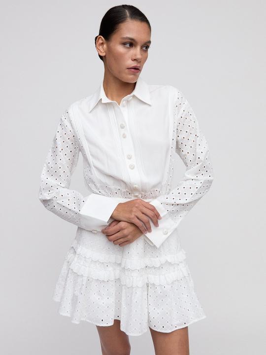 [Pomelo] Eyelet Ruffled Shirt Dress ราคา 2,099 บาท*ส่งฟรี