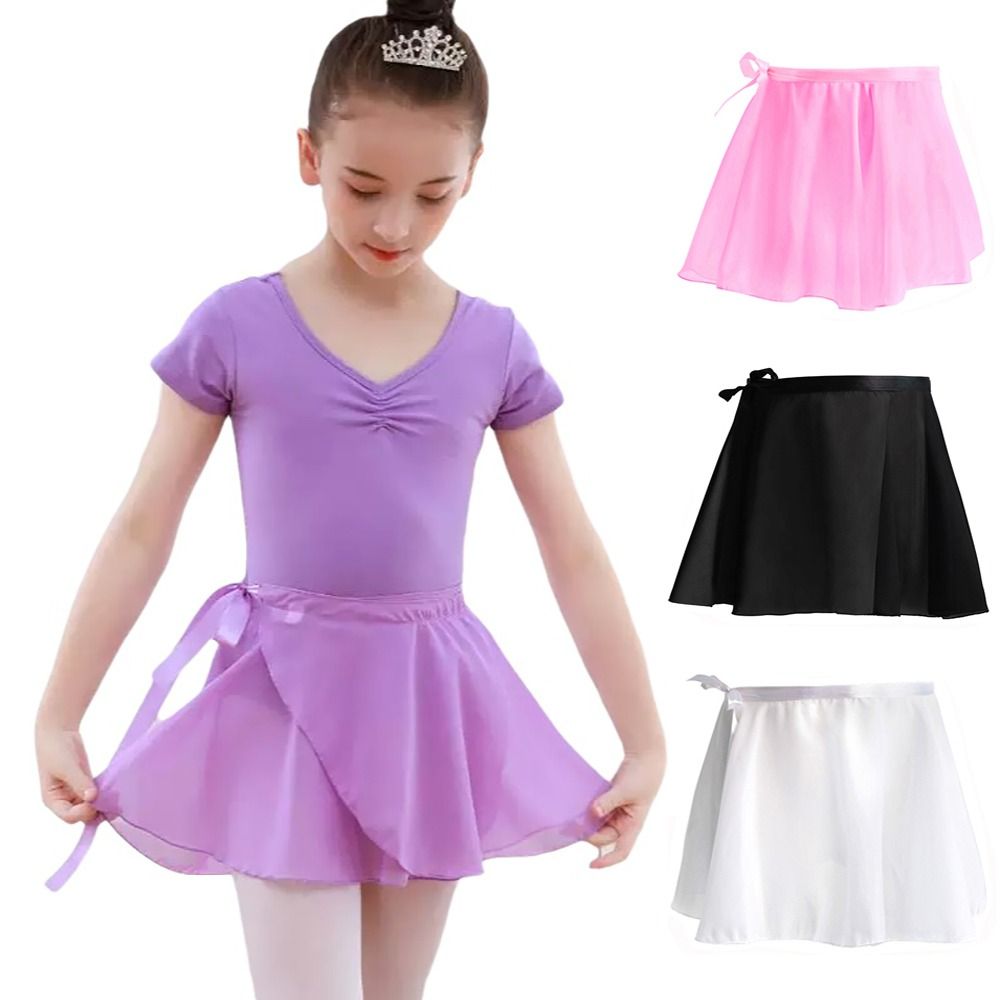TU3Y Dây buộc Váy ballet Màu sắc đồng nhất Vải chiffon Váy nhảy Váy leotard Con cái