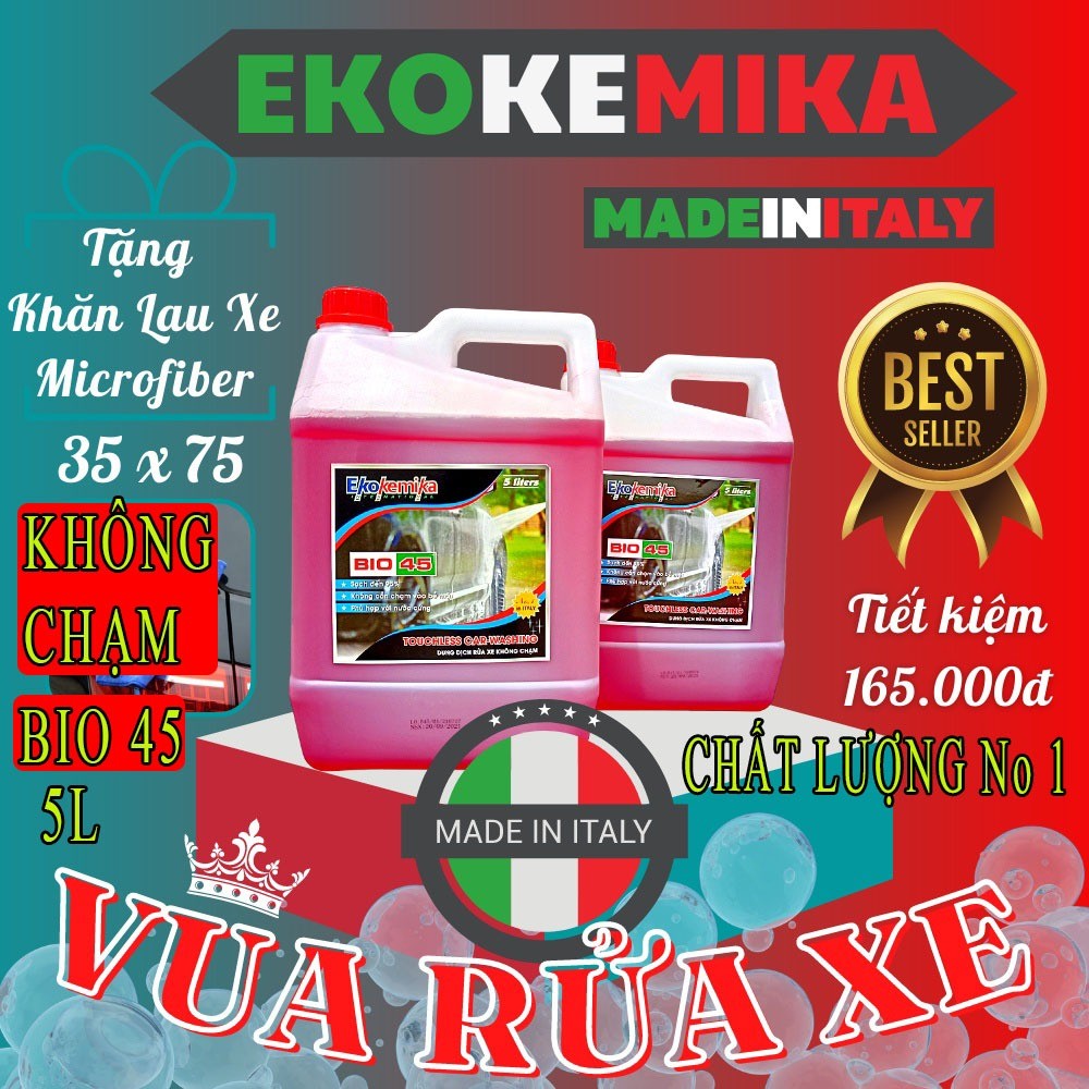Dung dịch rửa xe không chạm Ekokemika Bio 45 5L Rửa xe Ô Tô Tẩy Lốp Gầm Khoang Máy Đa Năng Siêu Sạch