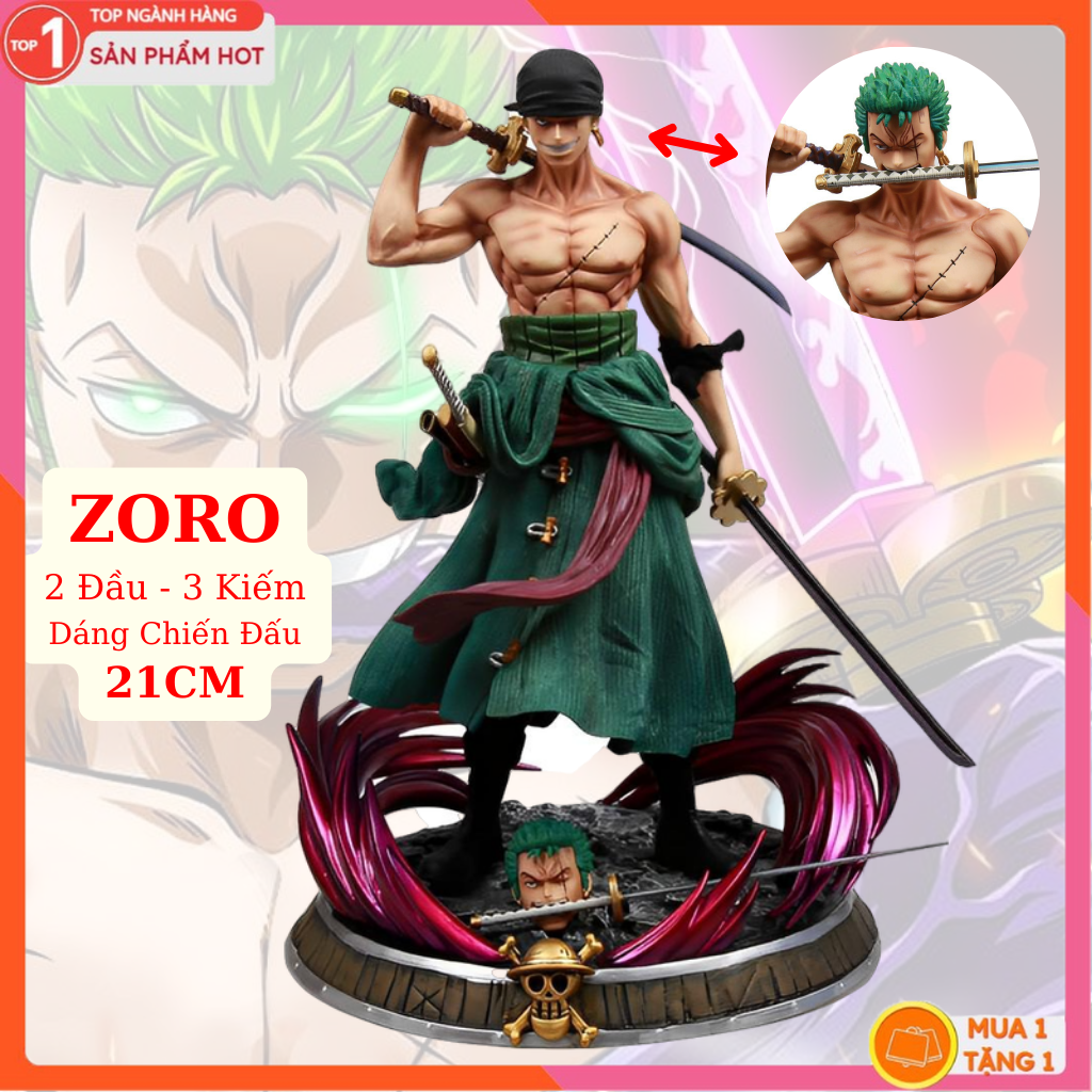 Mô Hình Zoro 2 Đầu 3 Kiếm Dáng Chiến Đấu 21cm Mô Hình One Piece Figure Mô Hình Anmie One Piece Luffy Vua Hải Tặc