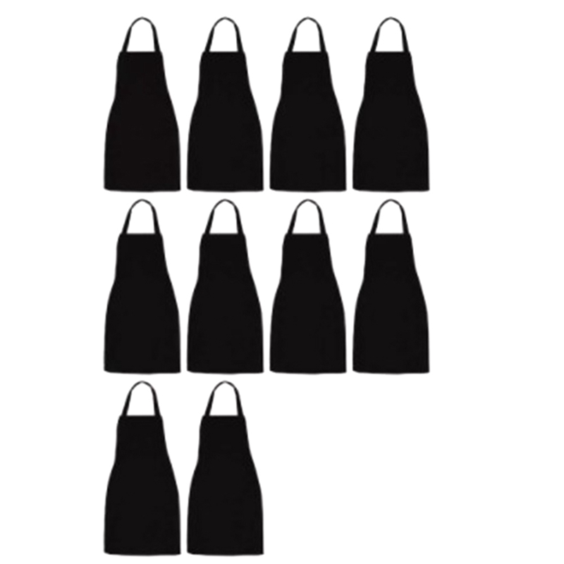 (FZIQ) 10 Pack Bib Apron - Unisex Black Apron Bulk with 2 Roomy Pockets Machine Washable for Kitchen Crafting Bbq Drawing