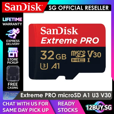SanDisk Extreme PRO microSD Card Full 4K V30 U3 UHS-I C10 170MB/s Read Speed 90MB/s Write Speed 32GB 64GB 128GB 256GB 400GB 512GB 1TB QXCG QXCY QXCZ 3PM.SG 12BUY.SG Lifetime Warranty Express Door Delivery 3 to 7 Days