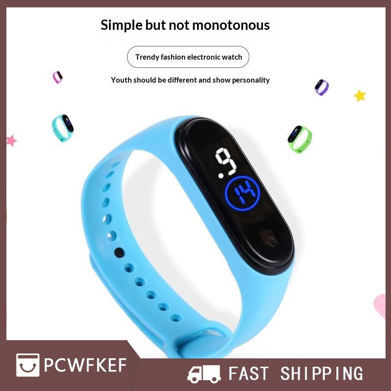 PCWFKEF Cute Hot sale นาฬิกาสายรัดข้อมือ LED สำหรับเล่นกีฬาหน้าจอสัมผัสกันน้ำแฟชั่นขนาดกะทัดรัดอิเล็กทรอนิกส์สำหรับออกกำลังกายของเด็กหญิงเด็กชาย ราคา 20 บาท*ส่งฟรี