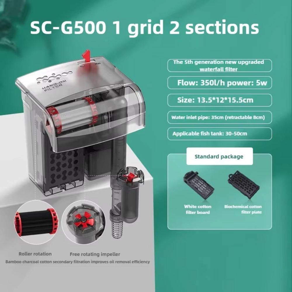 SQUAD Hoạt động im lặng Bộ lọc bể cá Lọc mạnh mẽ 3 trong 1 Bơm lọc nước Bơm tuần hoàn Nhựa Bộ lọc thác nước Sử dụng bể cá - 2