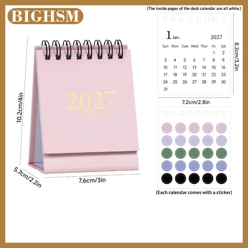 BIGHSM 2027 Bàn Nhỏ Lịch 1pcs xoắn ốc ràng buộc lá vàng tinh tế nhỏ gọn máy tính để bàn cho năm mới quà Tặng lưu niệm sử dụng