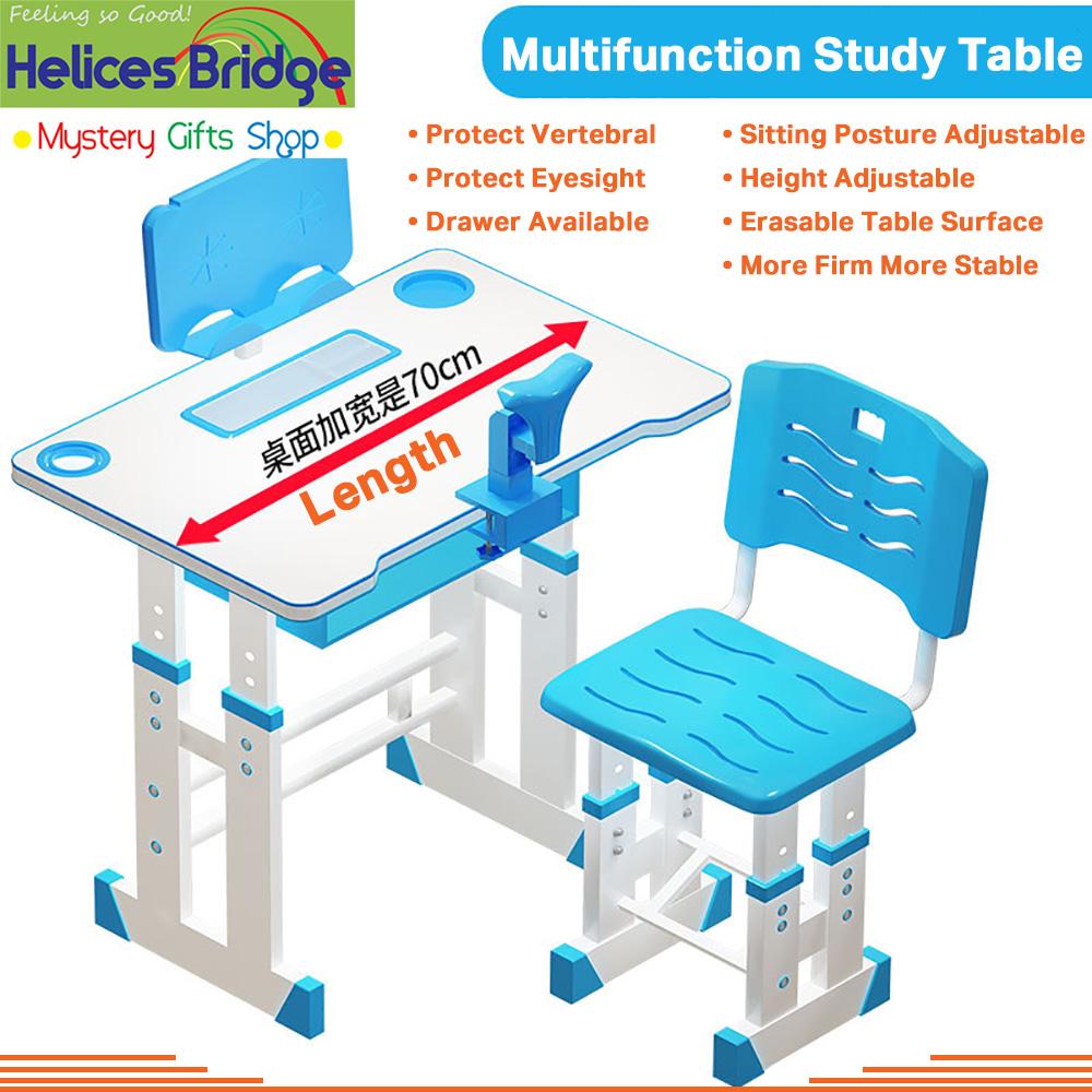 Mystery Gifts Shops - Children Desk, Kids Study Table with Anti-Reflective Table top and Chair Set Height Adjustable Childs Desk w/o Lamp School Student Writing Desk Storage, Pencil Case, Bookstand Blue Pink