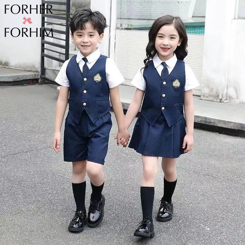 FORHERFORHIM Kindergarten English Style Garden Dress Children Summer Dress College Style Children Collective Class Dress Students Set Graduation Photos F200 ราคา 483 บาท*ส่งฟรี