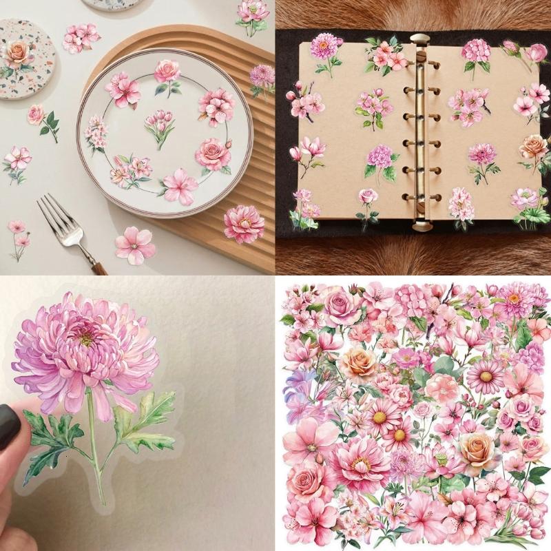 50 Sheets Rõ Ràng miếng dán laptop Miếng dán hình hoa Dính Decal nhãn dán đàn guitar Đáng Yêu Decal Cho Máy Tính Xách Tay Scrapbooking