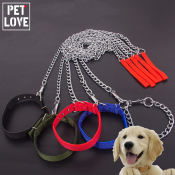 Durable Stainless Steel Dog Chain and Collar, Adjustable Leash