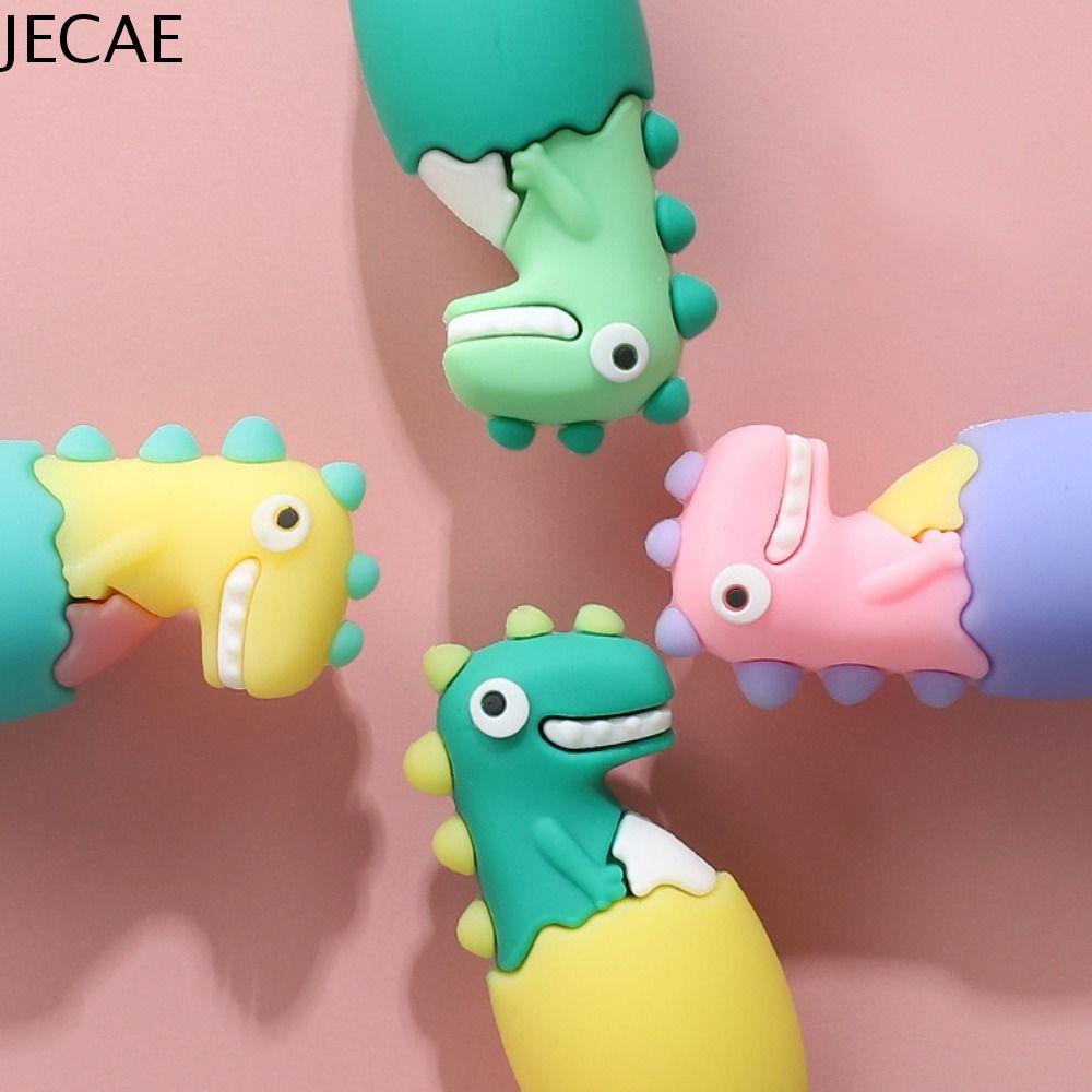 JECAE 360 độ Bàn chải đánh răng khủng long cho bé Làm sạch sâu Mềm Làm sạch răng trẻ em Dụng cụ vệ sinh răng miệng Silicone Bàn chải đánh răng hình chữ U Làm sạch chăm sóc răng miệng