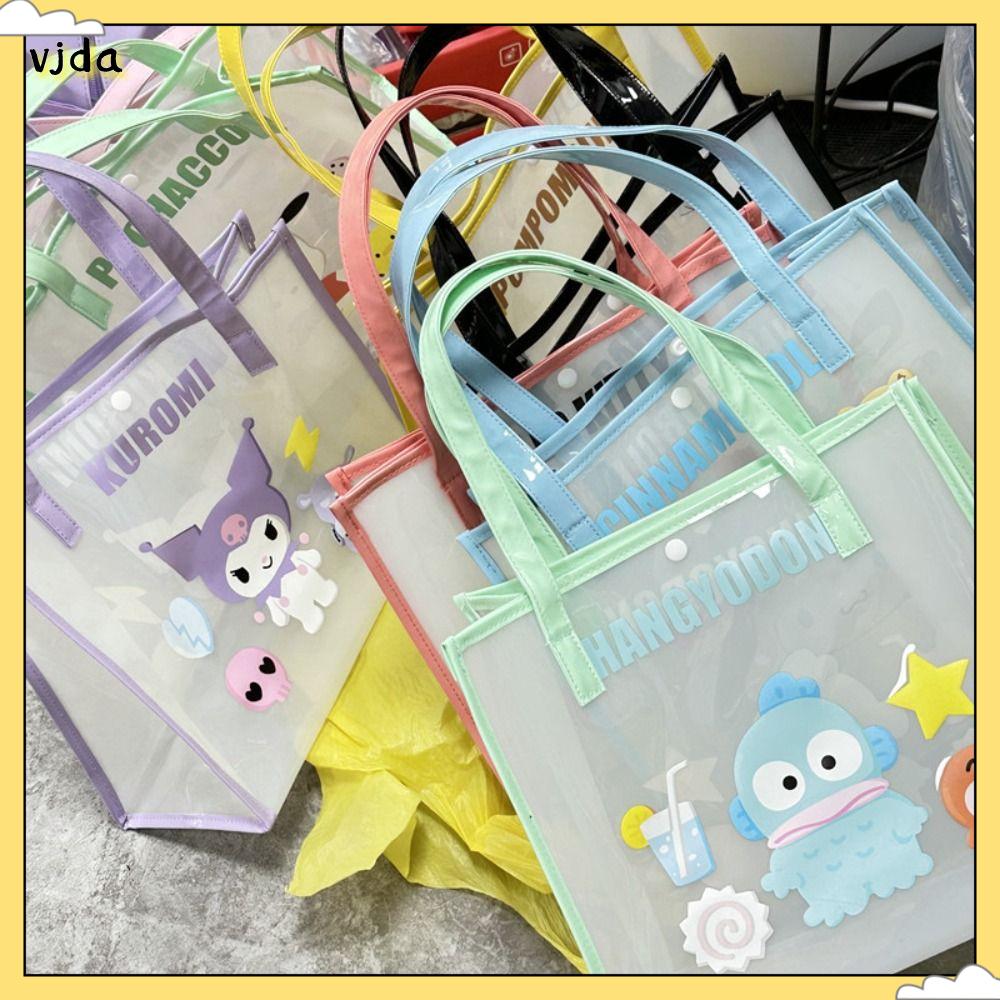 VJDA Trong suốt Túi xách thạch sanrios Hoạt hình dễ thương Anime Túi tote du lịch  Di động Túi giặt