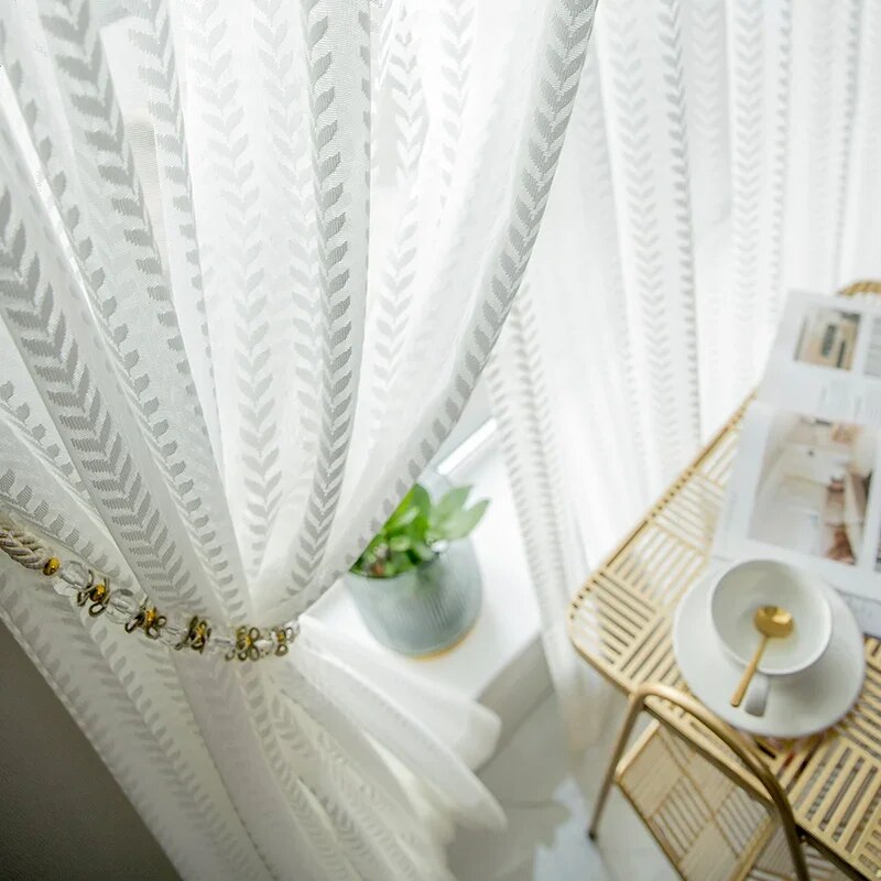 Hiện đại sang trọng màu trắng Rèm vải tuyn cho Phòng ngủ phòng khách cửa sổ Jacquard sheers serape trang trí nội thất treo lên tốt