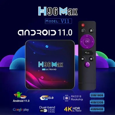 SU1999930 H96 Max V11 Home Theater Bluetooth 2.4G/5.8G Dual WIFI 4K Android 11.0 Smart TV Box Set Top Box RK3318