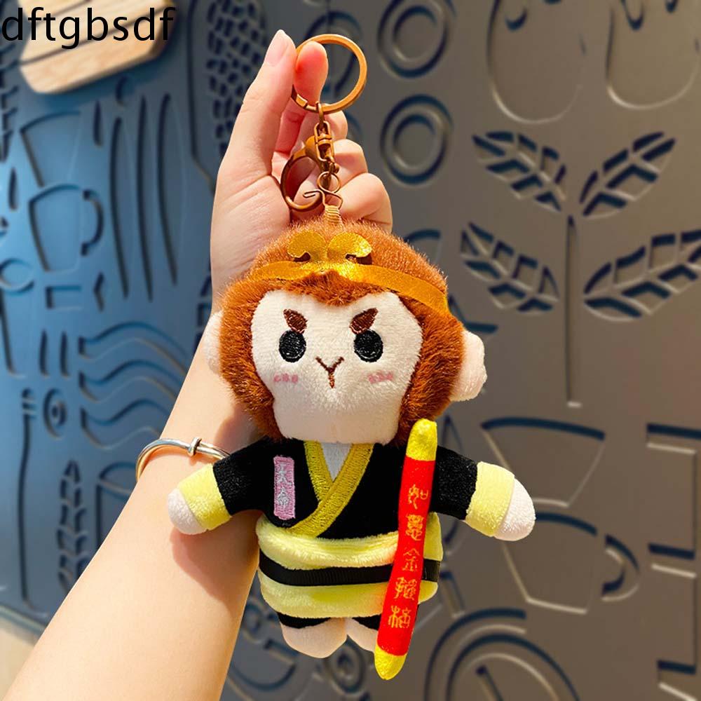 DFTGBSDF Bộ sưu tập trò chơi 3A Móc khóa hình Vua khỉ Hoạt hình Trang trí ba lô dây chuyền hoạt hình bằng vải nhung lông Huyền thoại đen ngộ không Móc khóa xe hơi Búp bê nhồi bông hình khỉ Quà tặng bạn trai