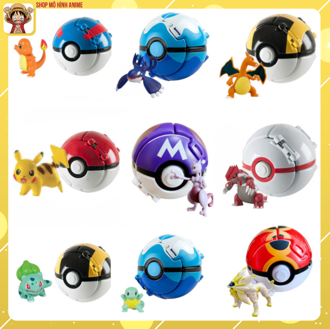 Đồ chơi mô hình quả cầu tự động ném thú, quả cầu pokemon đa dạng mẫu, đồ chơi giải trí cho bé