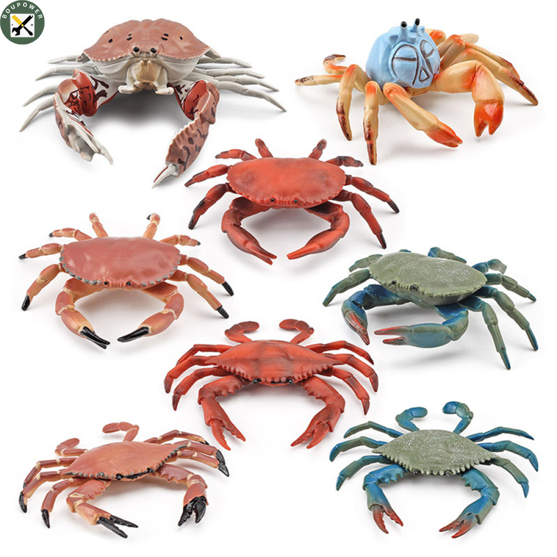 BouPower Simulation Ocean Animals Action Figure Cute Crab Sea Life Model Ornaments For Children Gifts Collection