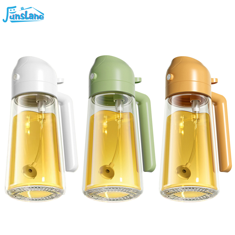 FunsLane 2 In 1 Oil Dispenser And Oil Sprayer With Handle Leak Proof Design Glass Oil Dispenser Spray Bottle For Home Kitchen Cooking ราคา 143 บาท*ส่งฟรี