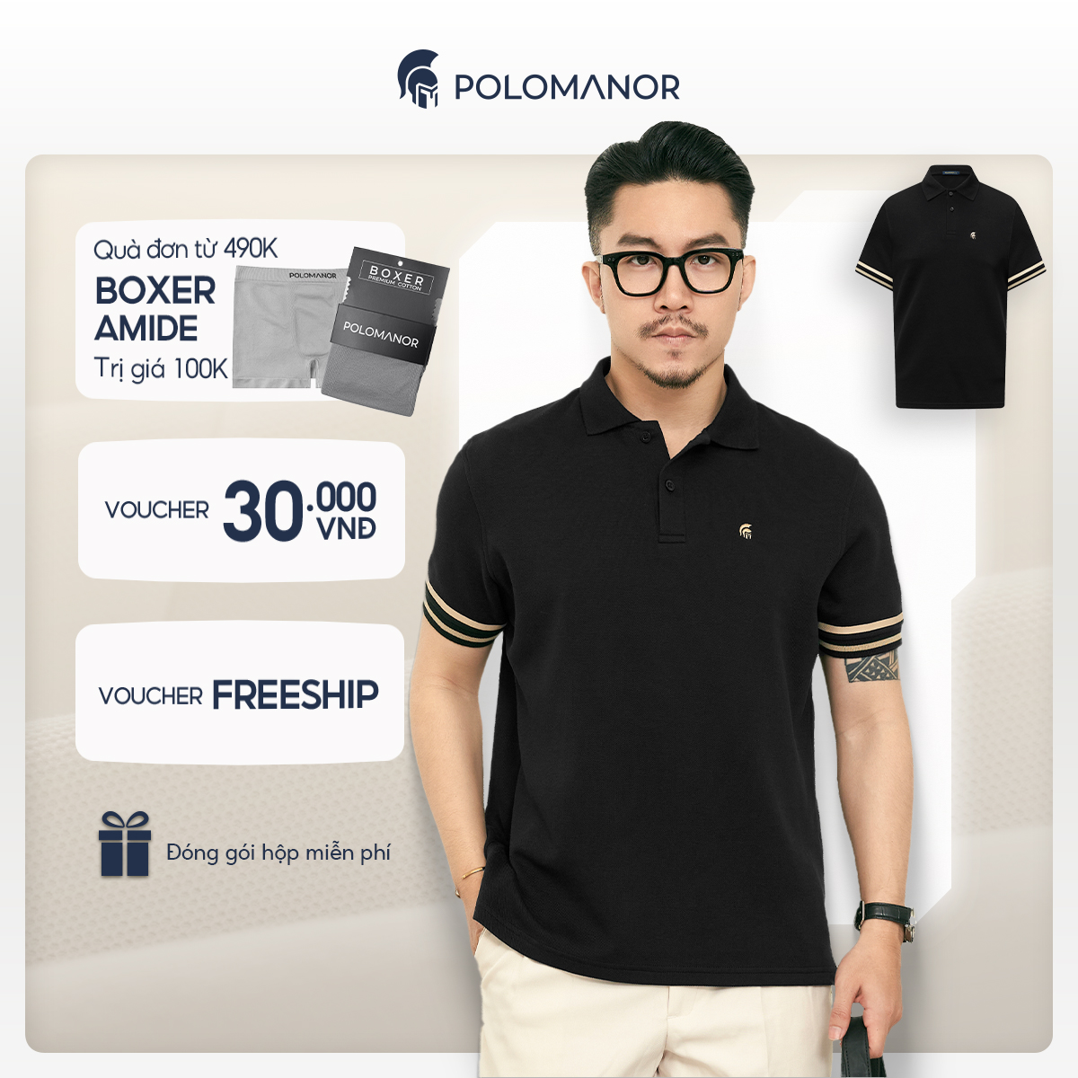 Áo polo nam COSMOS, BST Social Circle chất vải cá sấu cotton interlock cao cấp sang trọng - POLOMANOR
