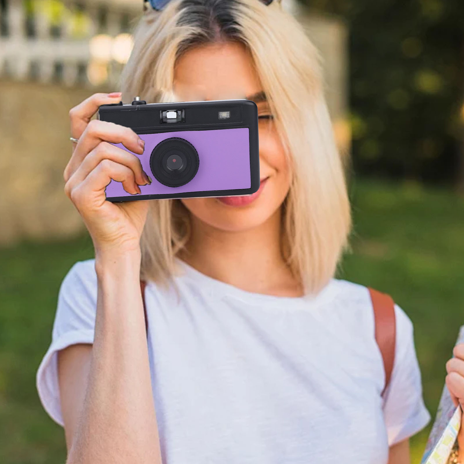 Máy ảnh có thể tái sử dụng không gương lật 1080P 12MP máy ảnh kỹ thuật số hình dạng phim cổ điển với màn hình màu đèn chiếu sáng phụ & 0.96 inch với kính ngắm vật lý để chụp ảnh du lịch