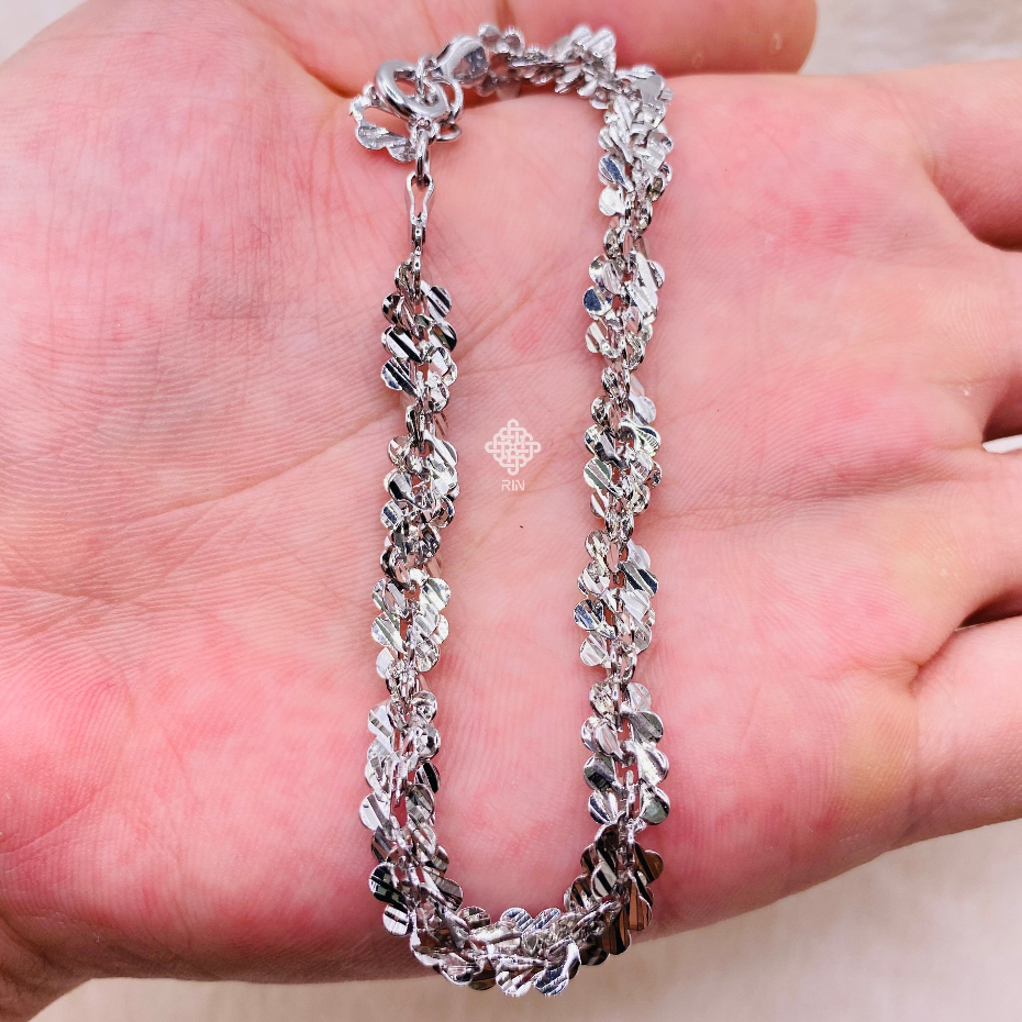 Lắc tay titan Vòng tay xoắn hoa mai titan giả màu vàng trắng và vàng 18k trangsucmoiluatuoi.RIN