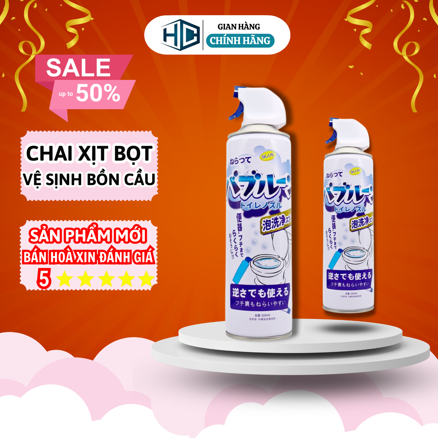Chai xịt bọt tuyết, xịt vệ sinh, bồn cầu, nhà bếp đa năng
