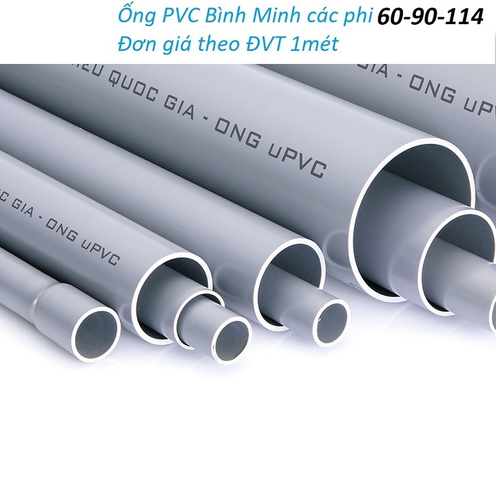 Ống nước nhựa PVC chính hãng Bình Minh phi 60 - 90 - 114 đơn giá cho 1 mét ZADA