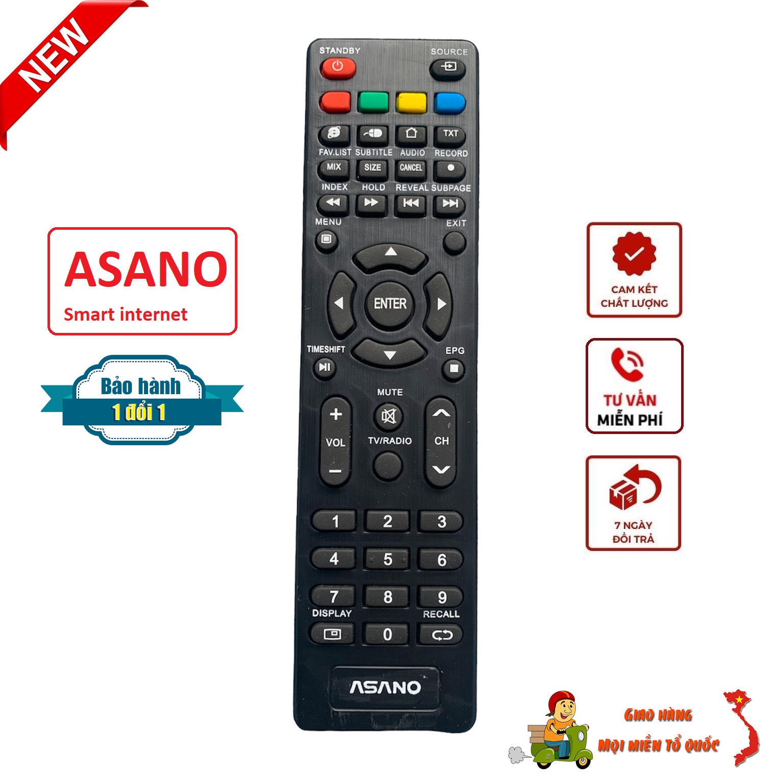 Remote điều khiển tivi Asano smart mạng internet đầu bấm tv hàng mới 100%