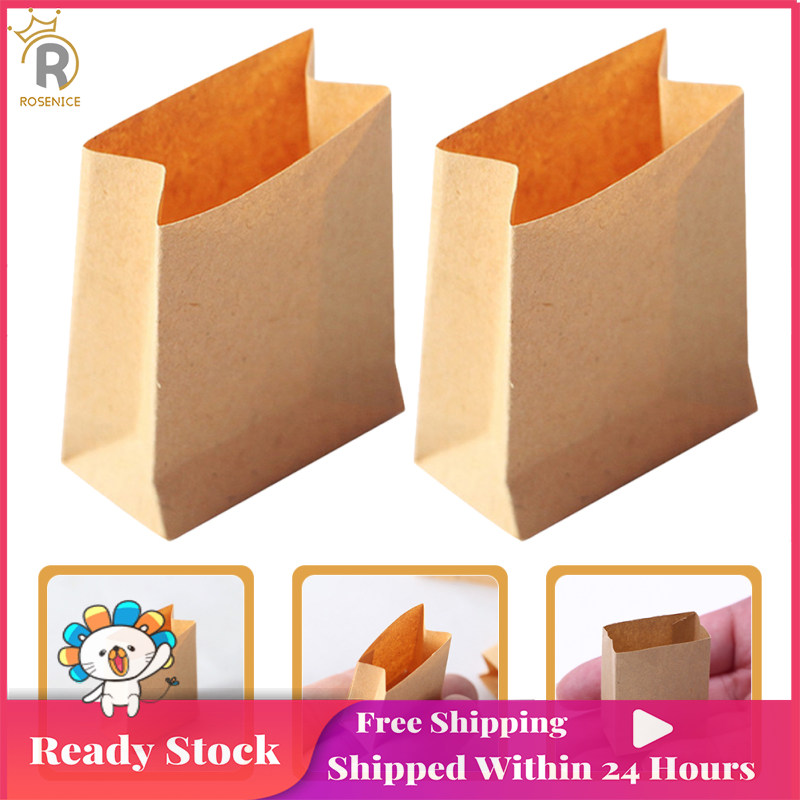 ROSENICE 10 Chiếc Thu Nhỏ Túi Giấy Kraft Cho Nhà Búp Bê Trí Nhà Dolly Mini Túi Giấy Mini Làm Bánh Túi Mini Đạo Cụ