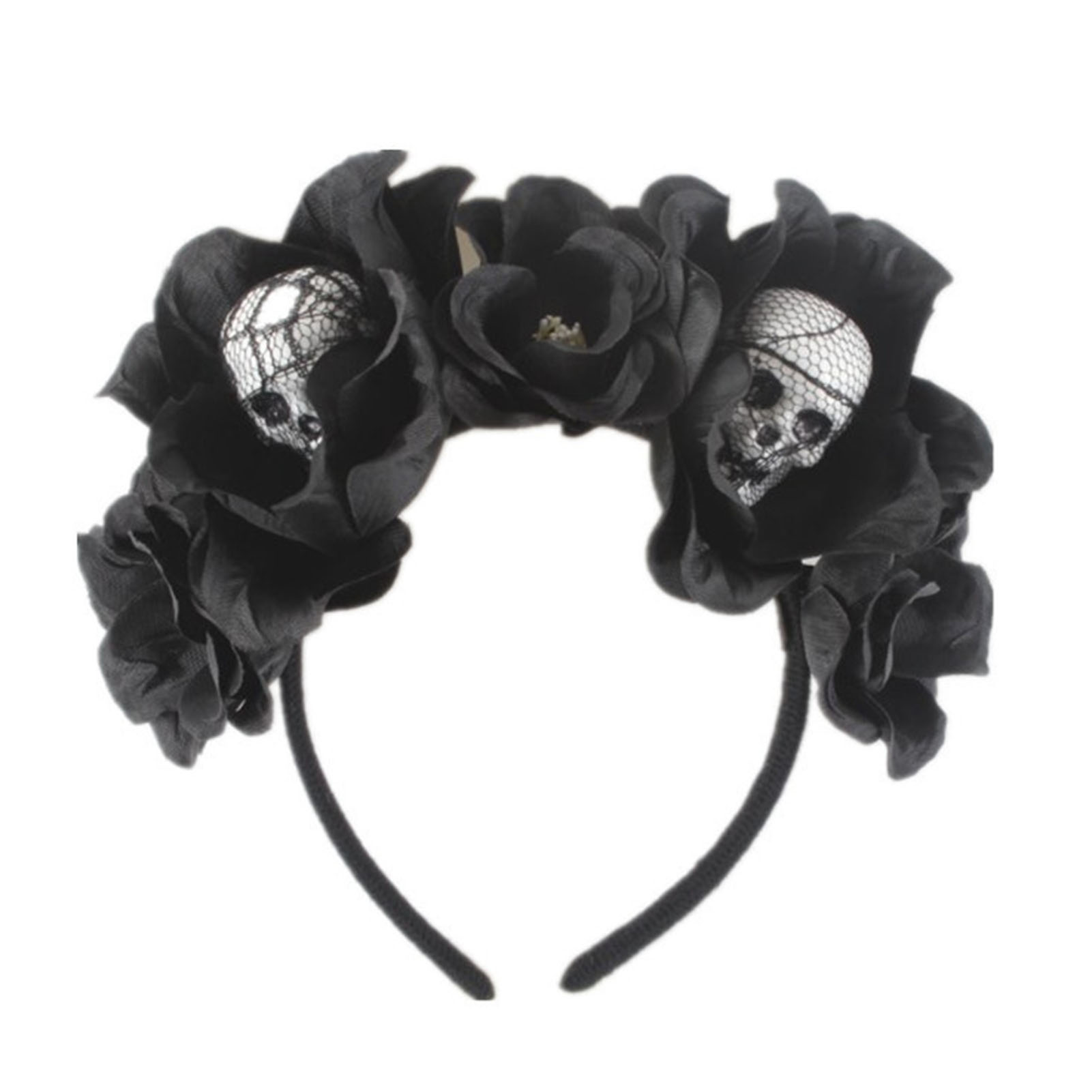 Halloween Headband Clothing Matching Fabric Foam Skull Black Flower